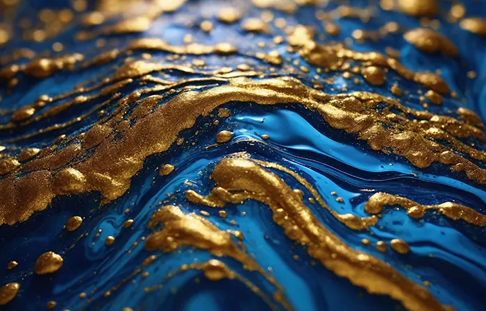 Elegant Blue and Gold Splatter Wallpaper